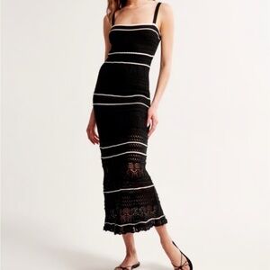 Abercrombie & Fitch Crochet Style Maxi Dress Black White Size Medium